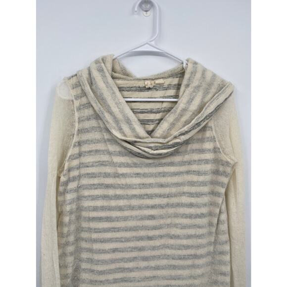 Moth Cowl Neck Pullover Gray Stripe Sheer Sleeve Sweater Size Medium - Picture 3 of 10